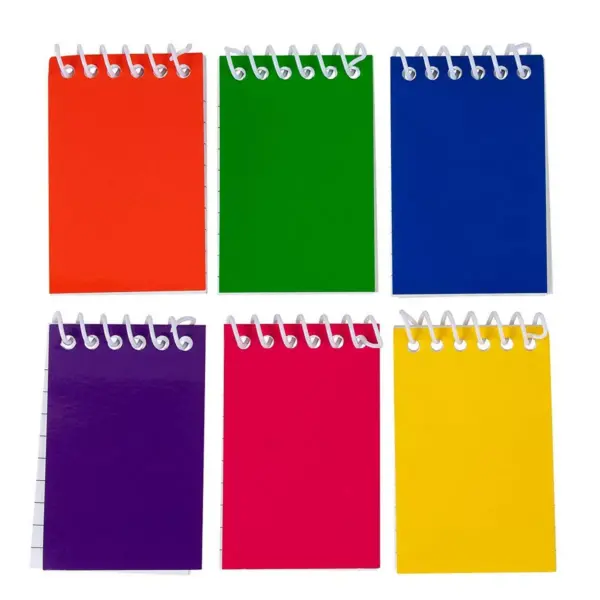 Blue Panda 24 Pack Mini Small Spiral Notepads Notebooks Lined Paper Pocket Size for Kids Party Favors 6 Color 2.25x3.5" 20 Sheets Per Book