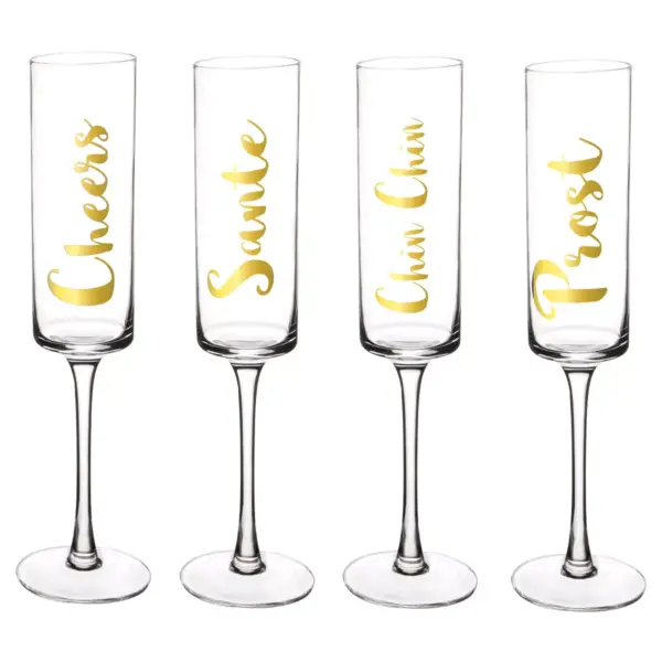 Contemporary Gold Cheers Champagne Flutes Drinkware Set