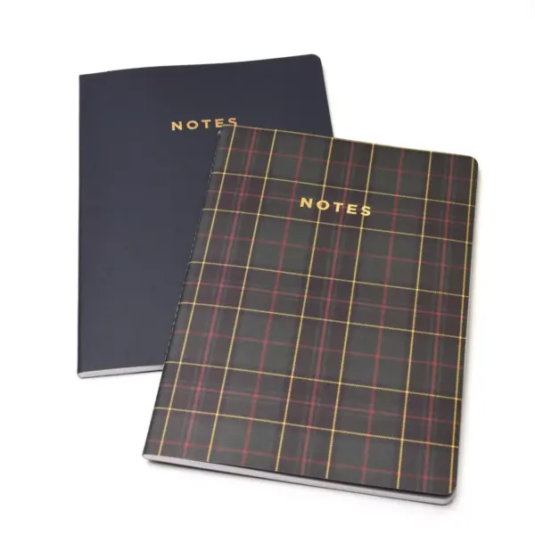 Soft Cover Jr. Notebook Set Plaid and Gold Foil 2ct - Gartner Studios