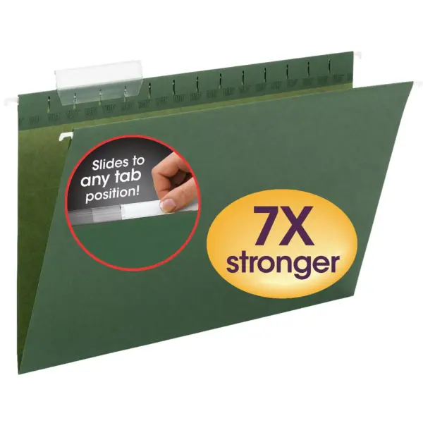 Smead Tuff Hanging Folder with Easy Slide Tab Legal Standard Green 20/Pack 64136