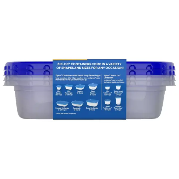 Ziploc Divided Rectangle Containers - 2ct