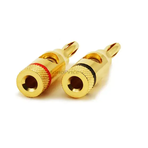 Monoprice 1 PAIR OF High-Quality Gold Plated Speaker Banana Plugs, Open Screw Type