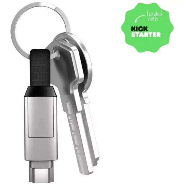 inCharge 6 - The Six-in-One Swiss Army Knife of Cables, Portable Keyring USB/USB-C/Micro USB/Lightning Cable for All of Your Devices (Moon White)