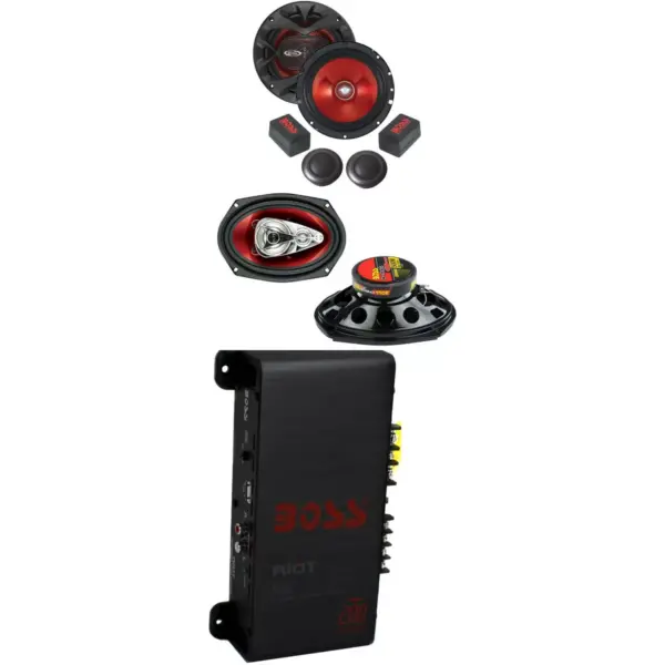 BOSS CH6940 6x9" 500W 4-Way+6.5" 350W 2 Way Car Audio Speakers+2 Ch Amplifier