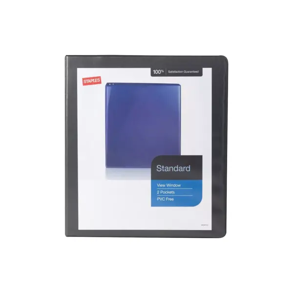 Staples Standard 1" 3-Ring View Binders Black 12/Carton (26431CT) 55395CT/26431CT