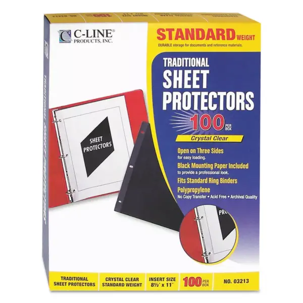 C-Line Side Load Sheet Protector Strd. Weight 11"x8-1/2" 100/BX CL 03213