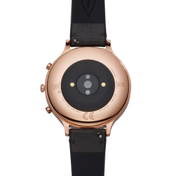 Fossil Hybrid Smartwatch HR Charter 42mm - Rose Gold-Tone with Black Leather