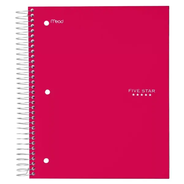 Five Star 5 Subject Wide Ruled Spiral Notebook (Color Will Vary)