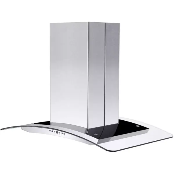 ZLINE GL14i-36 400 CFM 36 Inch Middle Island Mount Ductless Range Hood with 4 Speed Motor and LED Lights, Stainless Steel and Glass Style