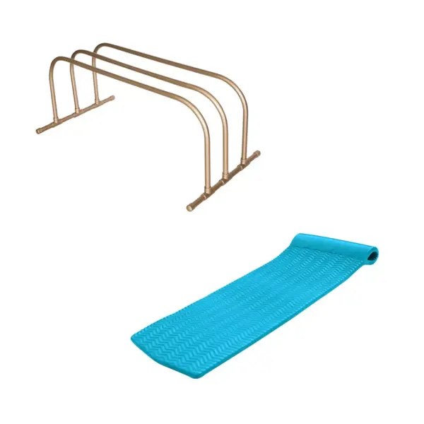 TRC Recreation PVC Pool Float Storage Drying Rack w/ Lounger Tropical Teal