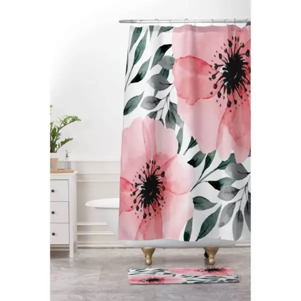 Marta Barragan Camarasa Big Watercolor Flowers Bath Mat Pink - Deny Designs