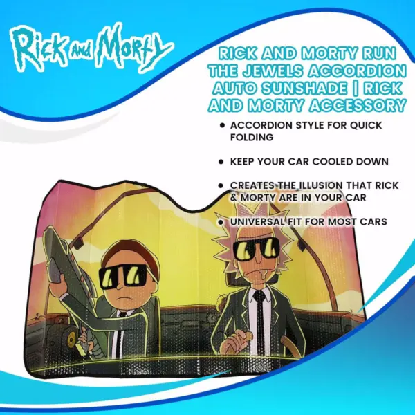 Just Funky Rick and Morty Run the Jewels Accordion Auto Sunshade | Rick And Morty Accessory