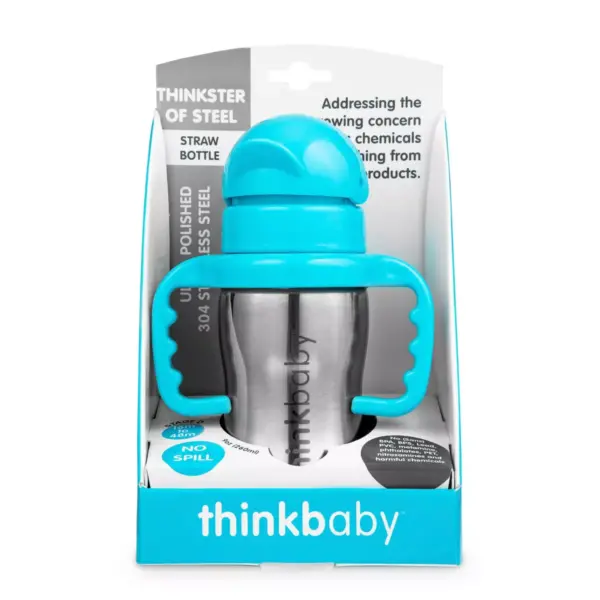 Thinkbaby Thinkster Stainless Straw Baby Bottle - Blue