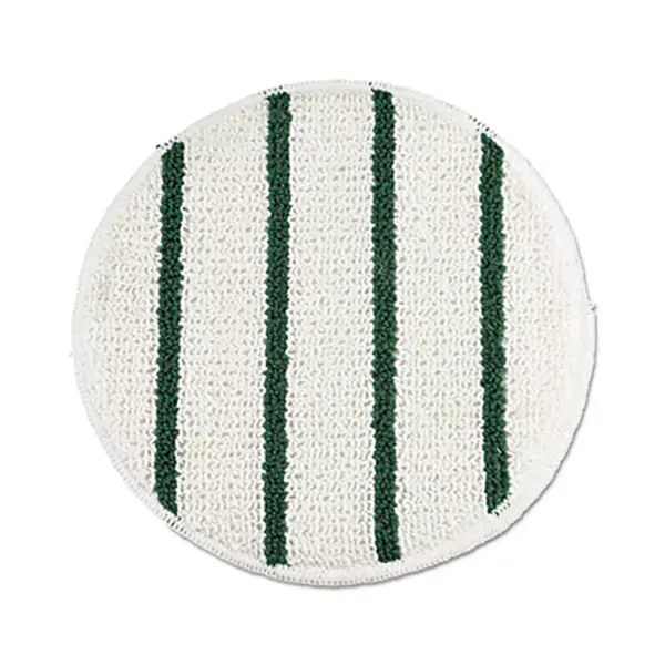 Rubbermaid Commercial Low Profile Scrub-Strip Carpet Bonnet 19" Diameter White/Green 5/Carton P269EA