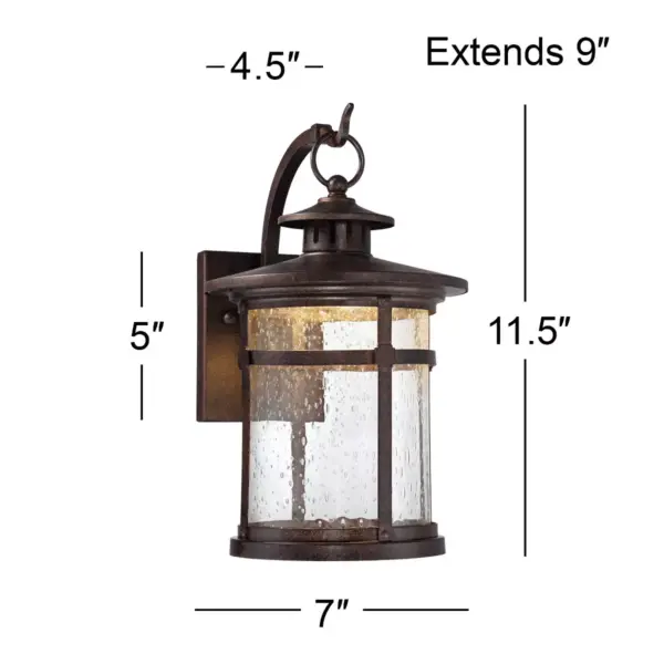 Franklin Iron Works Rustic Outdoor Wall Light Fixture LED Bronze 11 1/2" Seedy Glass Exterior House