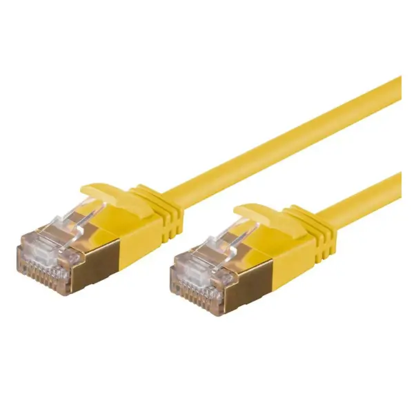 Monoprice SlimRun Cat6A Ethernet Patch Cable - Network Internet Cord - RJ45, Stranded, STP, Pure Bare Copper Wire, 36AWG, 2ft, Yellow