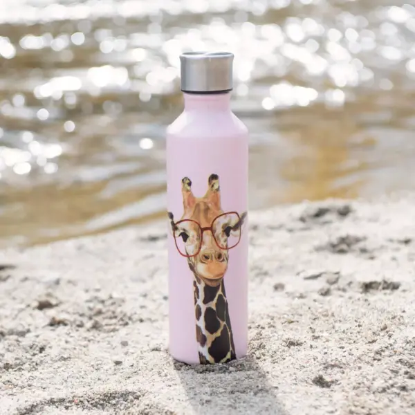 OCS Designs 17oz Stainless Steel Bottle Nerdy Giraffe Pink