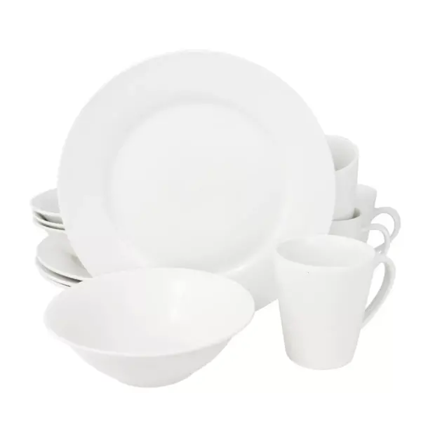 Gibson Noble Court 12 Piece Dinnerware Set Rim Shape in White