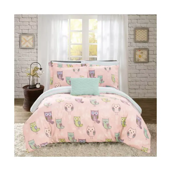 6pc Twin Horned Bed In A Bag Comforter Set Pink - Chic Home Design