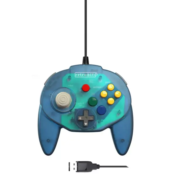 Retro-Bit Tribute64 Controller - USB Port Compatible with PC, MAC, Steam, and Nintendo Switch, Blue