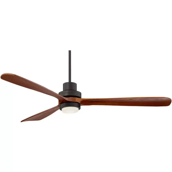 66" Casa Vieja Modern Ceiling Fan with Light LED Remote Control Delta-wing Oil Rubbed Bronze Wood Opal Glass for Living Room Kitchen Bedroom