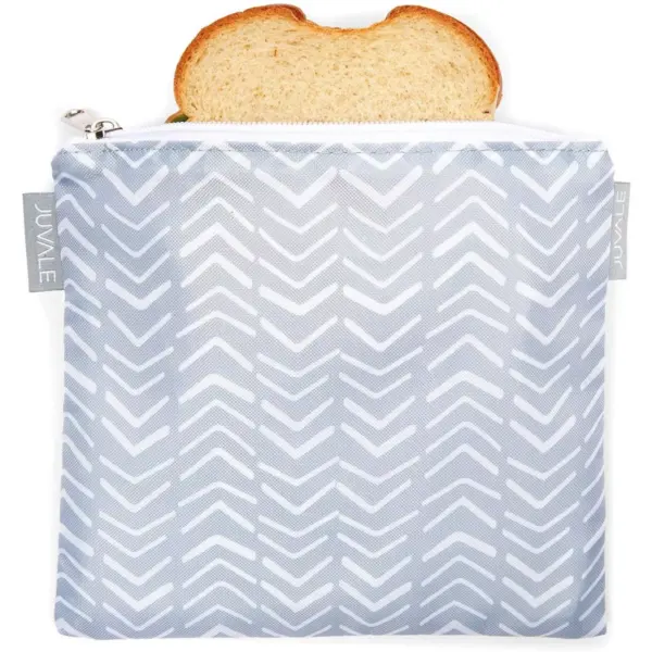 Juvale 5 Pack Grey Chevron Reusable Snack Bags with Zipper, 3 Sizes