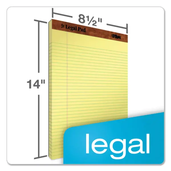 Tops The Legal Pad Ruled Perf Pad Legal/Wide 8 1/2 x 14 Canary 50 Sheets Dozen 7572