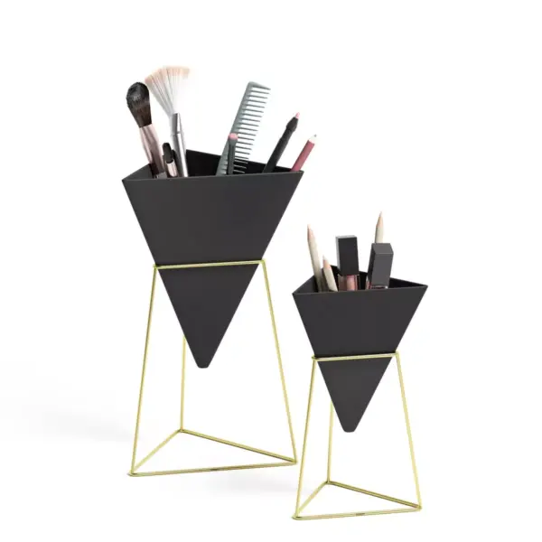 Set of 2 Trigg Tabletop Vessels Black/Brass - Umbra