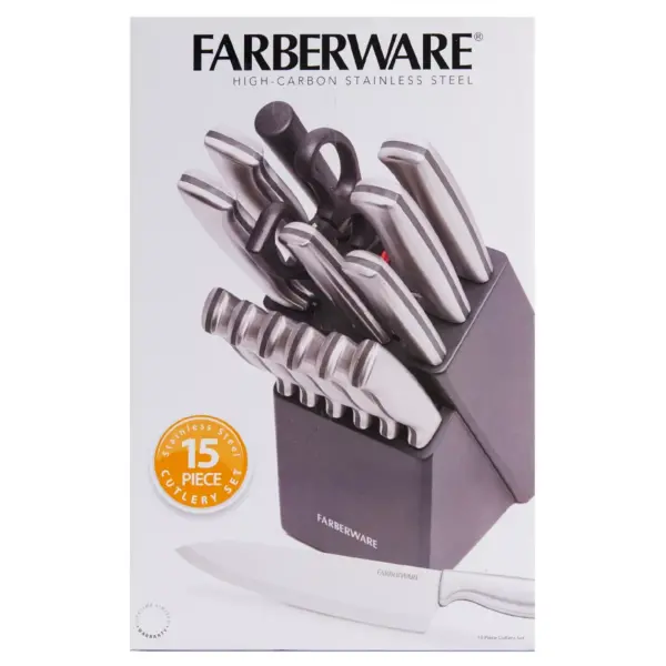 Farberware 15pc Stainless Steel Knife Block Set