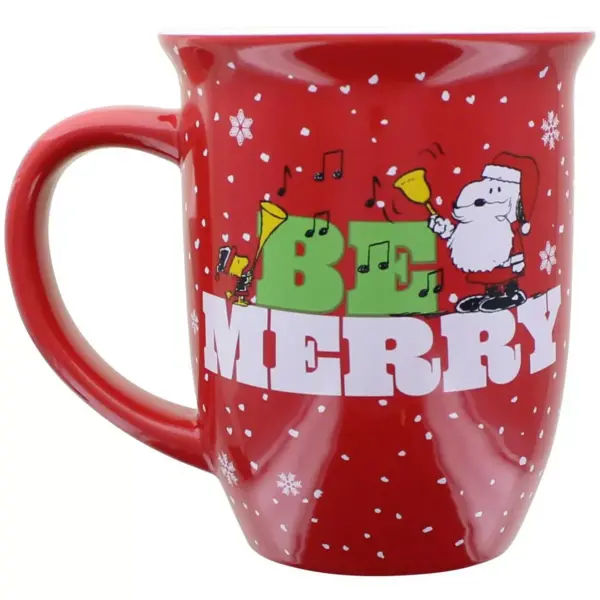 Silver Buffalo Peanuts Be Merry 16 Ounce Wide Rim Ceramic Mug