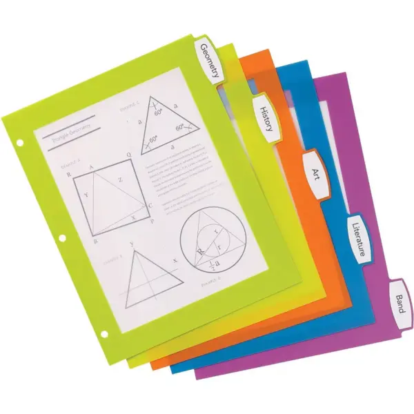 Avery Big Tab Ultralast Plastic Dividers Multicolor 5-Tab 8 1/2 x 11 24900