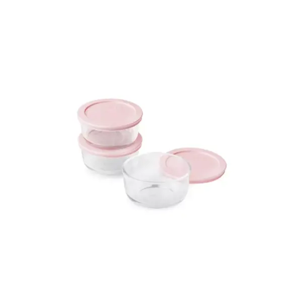 Pyrex 2cup 6pc Round Food Storage Container Set Pink