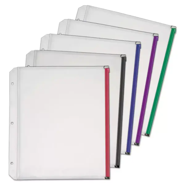 Cardinal Expanding Zipper Binder Pocket 11 x 8 1/2 Assorted Colors 5/Pack 14650