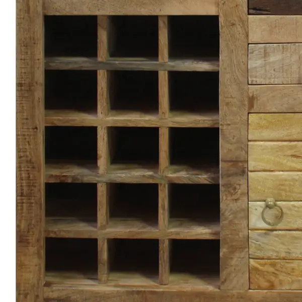 3 Drawer Wooden Wine Bar Cabinet with 1 Door Storage and Wine Slots Brown - The Urban Port