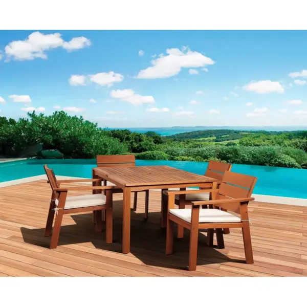 Nelson 5pc Patio Eucalyptus Wood Dining Set - International Home Miami