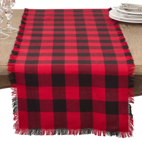 Red Plaid Table Runner - Saro Lifestyle