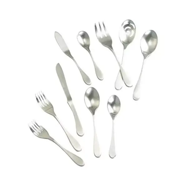 Knork Original 45 Piece Service for 8 18/0 Stainless Steel Dishwasher Safe Silverware Cutlery Utensil Flatware Set, Matte Silver