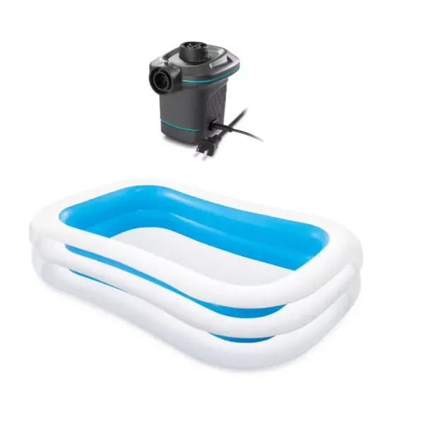 Intex Swim Center 198 Gal. Family Swimming Pool & 120V Electric Air Pump