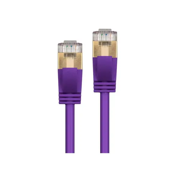 Monoprice SlimRun Cat6A Ethernet Patch Cable - Network Internet Cord - RJ45, Stranded, STP, Pure Bare Copper Wire, 36AWG, 14ft, Purple