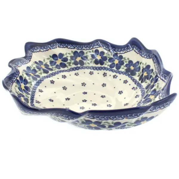 Blue Rose Polish Pottery Spring Blossom Large Leaf Bowl