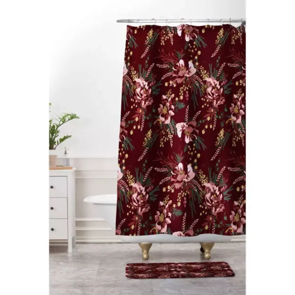 Wild Poppy Burgundy Shower Curtain Red - Deny Designs