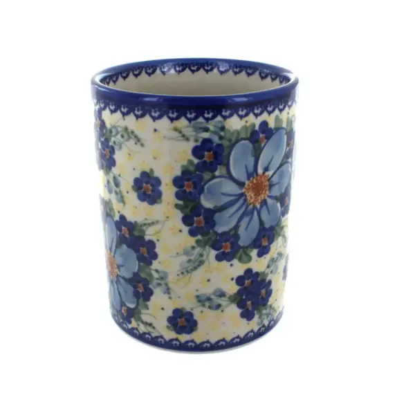 Blue Rose Polish Pottery Daisy Surprise Utensil Jar