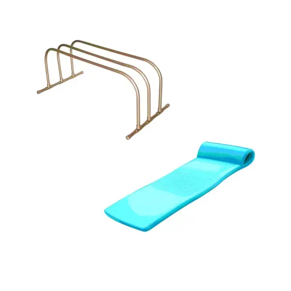 TRC Recreation PVC Pool Storage Drying Rack w/ 70 Inch Foam Raft Lounger Teal