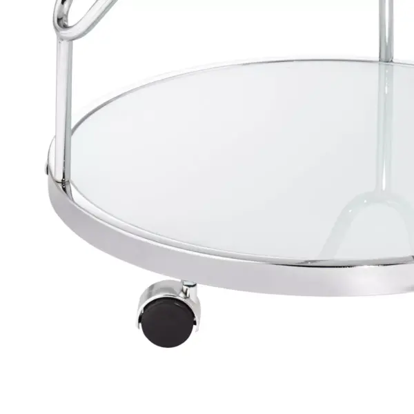 Studio 55D Page 29 1/2" High Glass and Chrome Rolling Serving Bar Cart