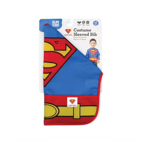 Bumkins DC Comics Costume Sleeved Superman Bib - Blue