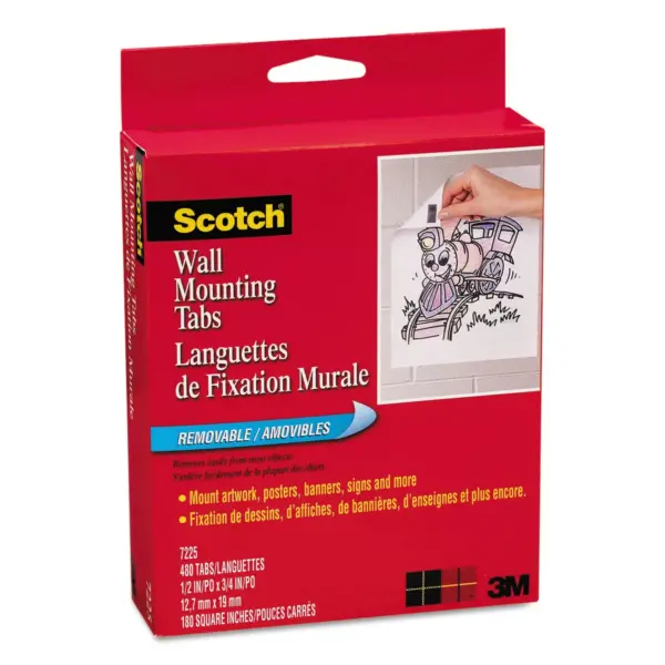 Scotch Precut Removable Mounting Tabs Double-Sided 1/2 x 3/4 480/Pack 7225