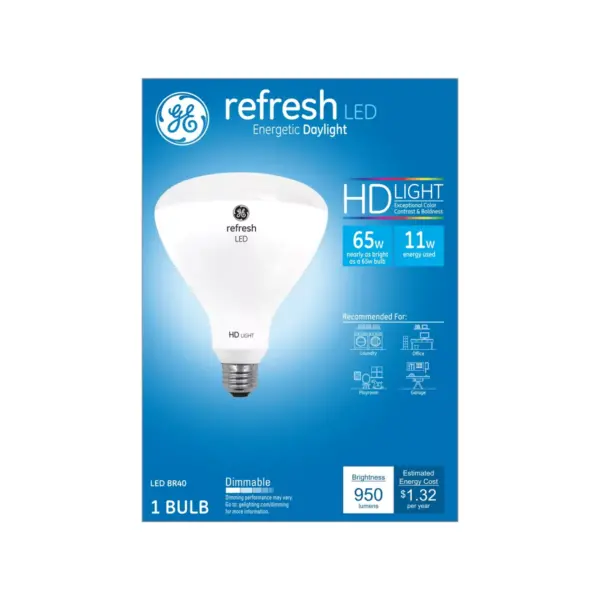 General Electric 65W Ca Refresh LED Light Bulb Dl BR40 Dimming Long Life