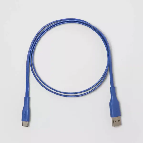 heyday™ 3' USB-C to USB-A Flat Cable - Bright Blue