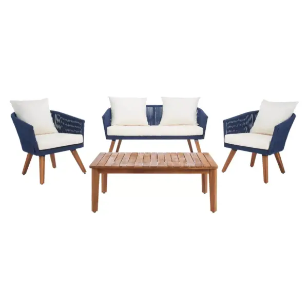 Velso 4pc Living Set - Navy/Beige - Safavieh