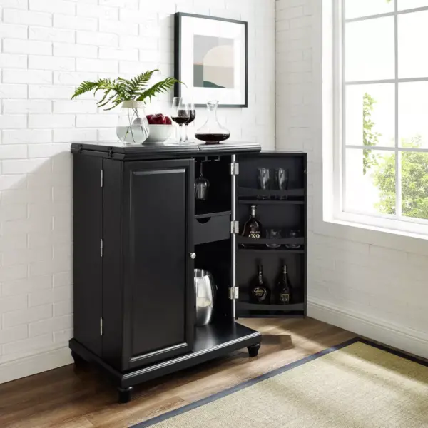 Cambridge Expandable Bar Cabinet Black - Crosley